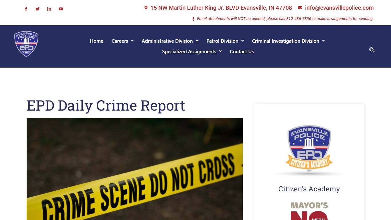 EPD Daily Crime Report – Evansville Police Department